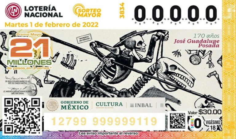 Rinden homenaje a José Guadalupe Posada con sorteo de lotería 