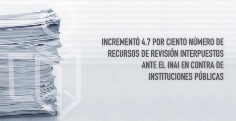 INCREMENTÓ 4.7 POR CIENTO NÚMERO DE RECURSOS DE REVISIÓN INTERPUESTOS ANTE EL INAI EN CONTRA DE INSTITUCIONES PÚBLICAS
