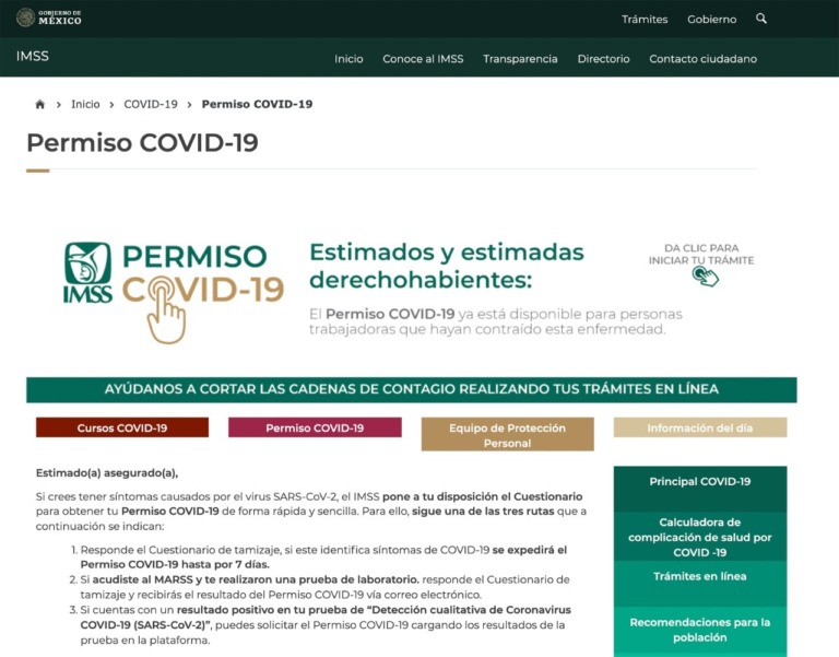 Más de 50 mil trabajadores inscritos en el IMSS   han tramitado su Permiso COVID en línea