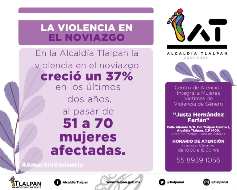 VIOLENCIA EN EL NOVIAZGO AUMENTA 37% EN LA ALCALDÍA TLALPAN