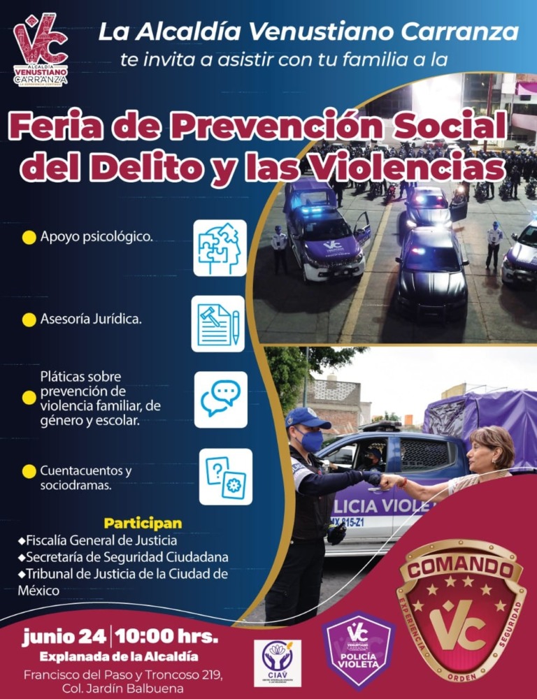REALIZARÁ V. CARRANZA FERIA DE PREVENCIÓN DEL DELITO Y LAS VIOLENCIAS