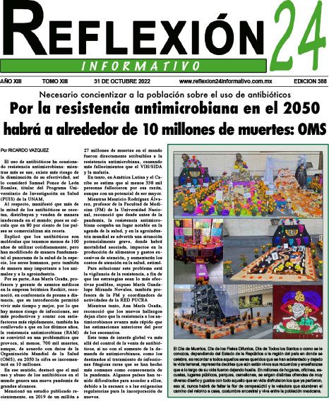 Reflexión 24 No 388 | Por la resistencia antimicrobiana en el 2050 habrá a alrededor de 10 millones de muertes