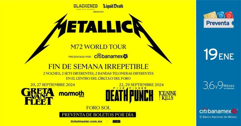 Metallica anuncia boletos por día en la CDMX