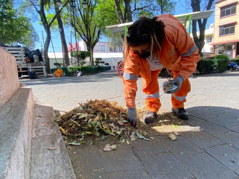 Recolectora de residuos sólidos mantiene limpias áreas verdes de Xochimilco
