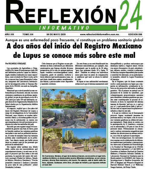 Reflexión 24 No 398 | A dos años del inicio del Registro Mexicano de Lupus se conoce más sobre este mal