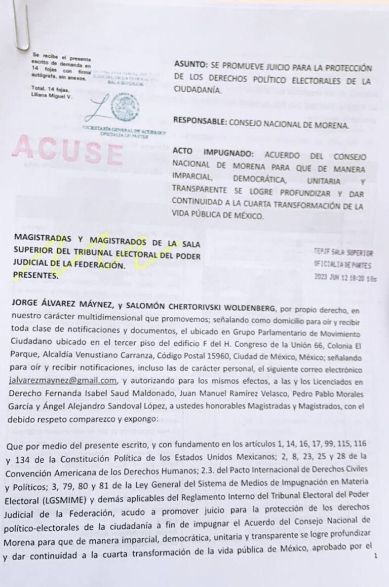 Impugnamos el acuerdo ilegal de Morena para elegir candidaturas: Movimiento Ciudadano
