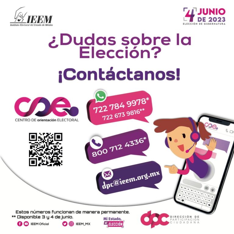 CUENTA IEEM CON EL CENTRO DE ORIENTACIÓN ELECTORAL PARA ACLARAR DUDAS SOBRE CÓMO VOTAR