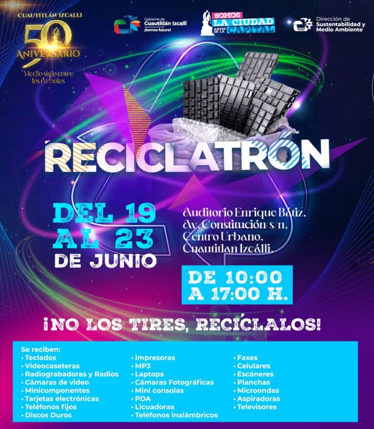 Gobierno municipal de Cuautitlán Izcalli invita a participar en Reciclatrón