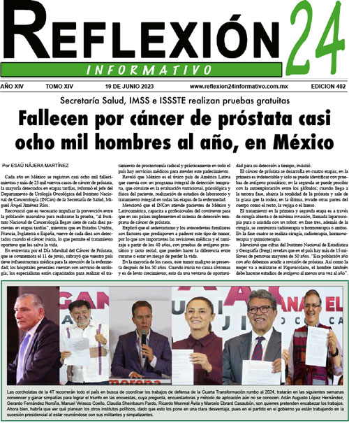 Reflexión 24 No 402 | Fallecen por cáncer de próstata casi ocho mil hombres al año, en México