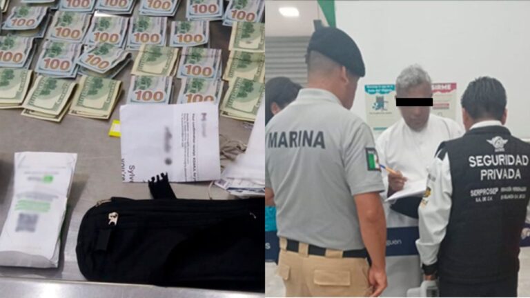 Encuentran cangurera con 5 mil dólares en AICM; fue devuelta a su dueño