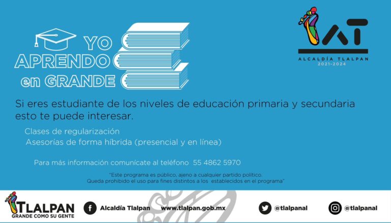 Tlalpan beneficiará a 12 mll 600 niñas, niños y jóvenes con clases de regularización gratis