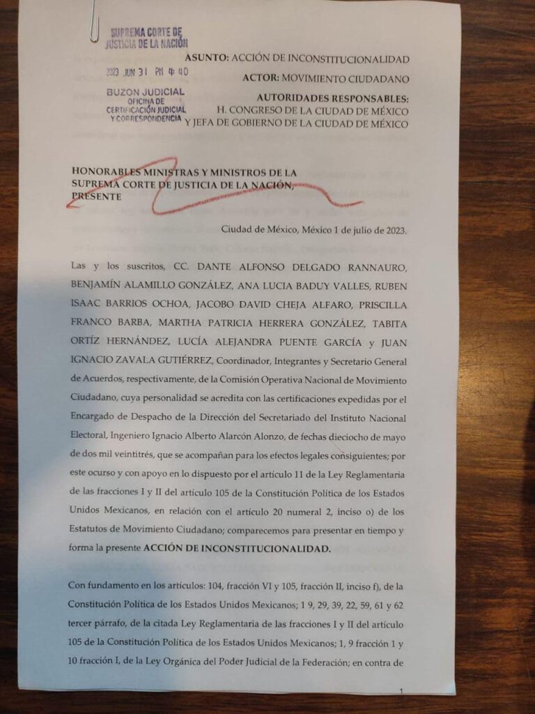 Presenta MC acción de inconstitucionalidad por Cláusula De Vida Eterna a partidos políticos
