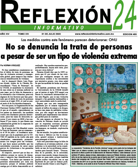Reflexión 24 No 403 | No se denuncia la trata de personas a pesar de ser un tipo de violencia extrema