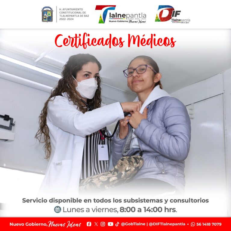 DIF Tlalnepantla ofrece el servicio de certificados médicos en sus distintas clínicas