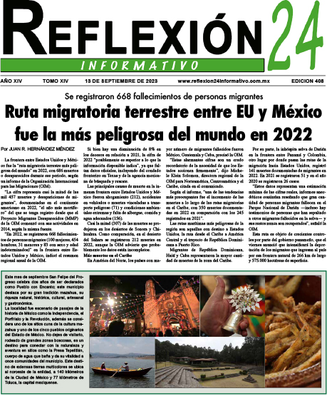 Reflexión 24 No 408 | Ruta migratoria terrestre entre EU y México fue la más peligrosa del mundo en 2022