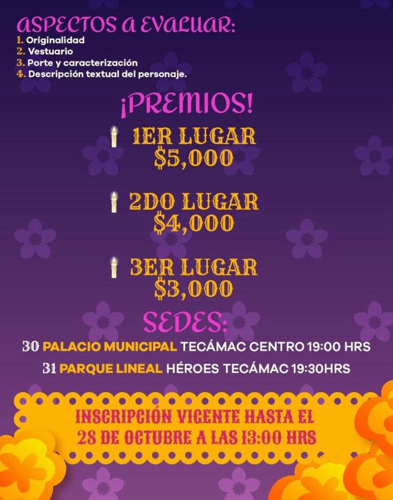 Convoca Gobierno de Tecámac a Participar en el Concurso de Catrinas y Catrines Vivientes