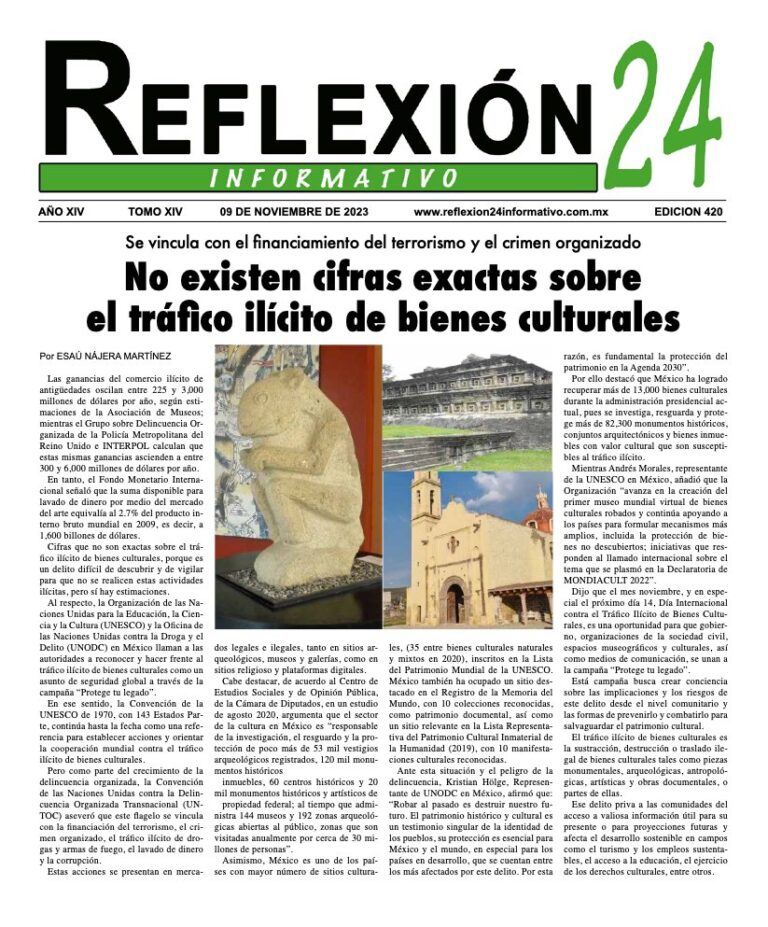 Reflexión 24 No 420 | No existen cifras exactas sobre el tráfico ilícito de bienes culturales