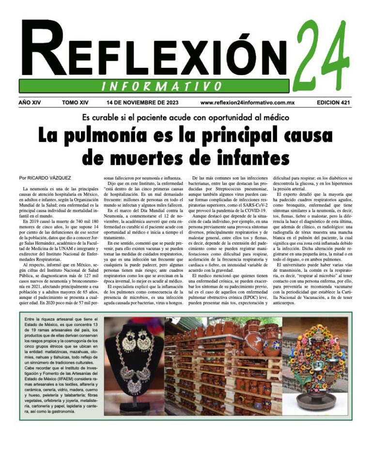 Reflexión 24 No 421 | La pulmonía es la principal causa de muertes de infantes