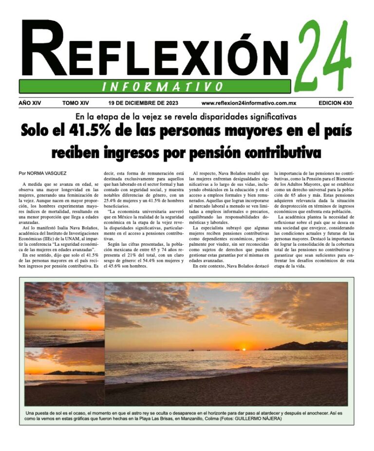 Reflexión 24 No 430 | Solo el 41.5% de las personas mayores en el país reciben ingresos por pensión contributiva