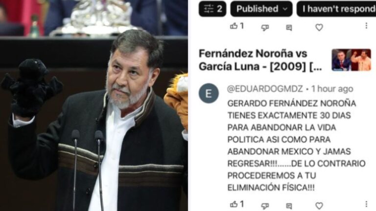 Noroña interpondrá denuncia por amenazas de muerte
