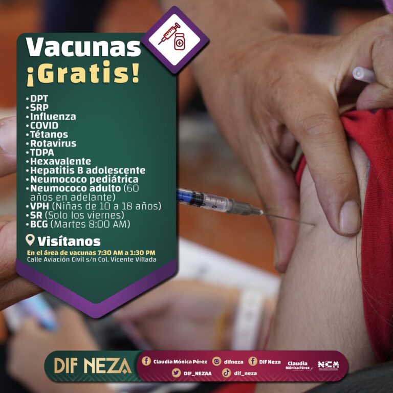 APLICAN VACUNA CONTRA COVID-19 E INFLUENZA PARA TODAS LAS EDADES EN LAS INSTALACIONES DEL DIF NEZAHUALCÓYOTL