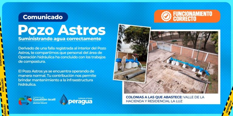 CONCLUYEN TRABAJOS DE COMPOSTURA EN POZO ASTROS