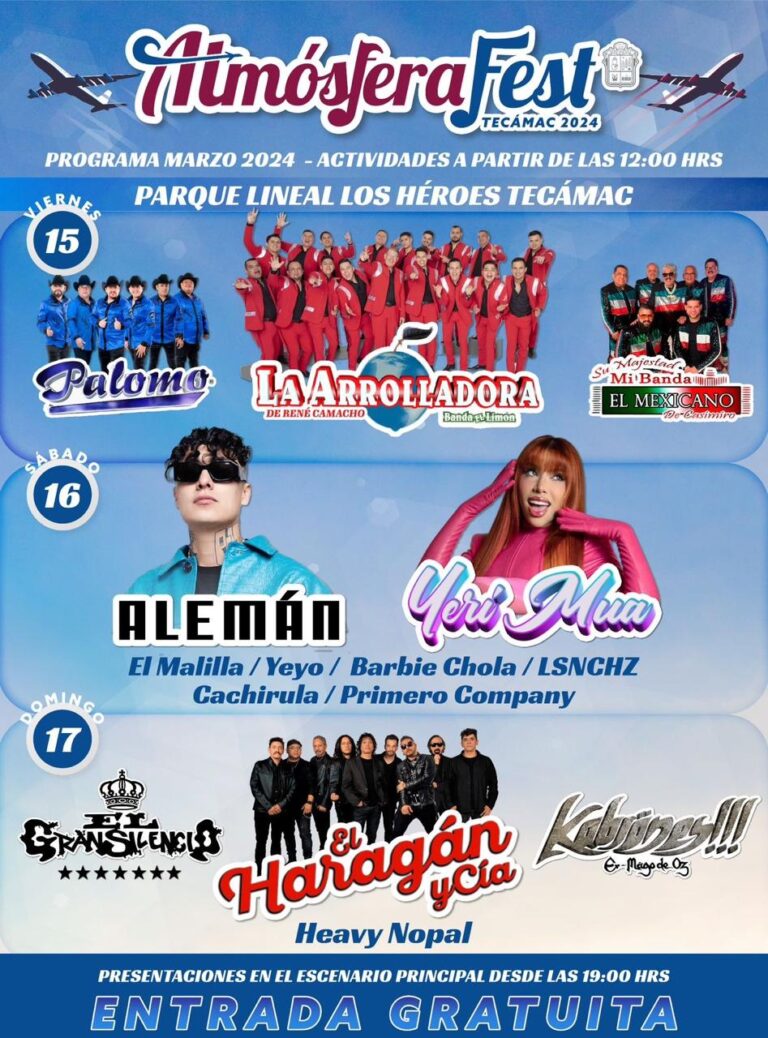 Arranca este viernes el Gran Atmósfera Fest 2024, en el Parque Lineal los Héroes Tecámac