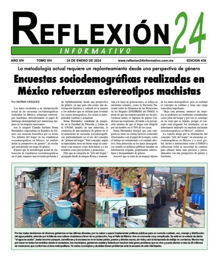 Reflexión 24 No 436 | Encuestas sociodemográficas realizadas en México refuerzan estereotipos machistas