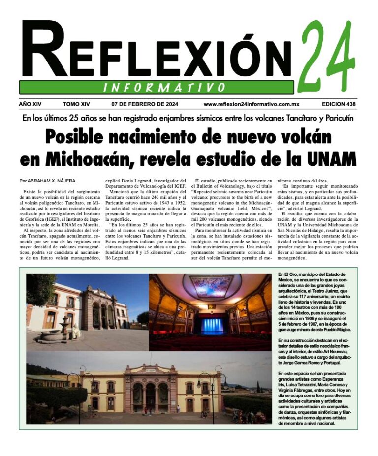 Reflexión 24 No 438 | Posible nacimiento de nuevo volcán en Michoacán, revela estudio de la UNAM