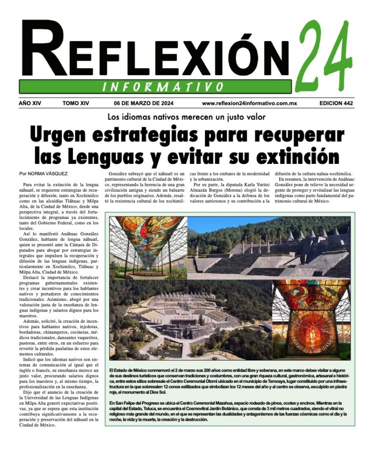 Reflexión 24 No 442 | Urgen estrategias para recuperar las Lenguas y evitar su extinción