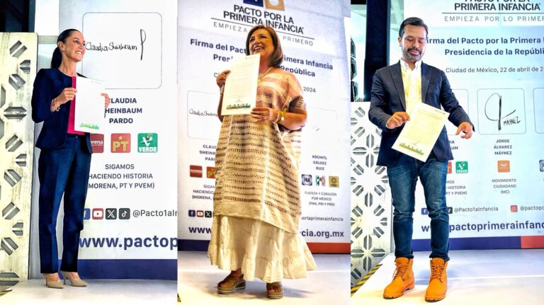 Firman Claudia Sheinbaum, Xóchitl Gálvez y Jorge Álvarez Máynez Pacto por la Primera Infancia