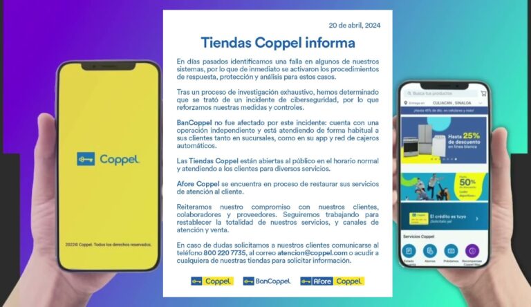 Regresa sistema de Coppel tras 7 días en suspenso