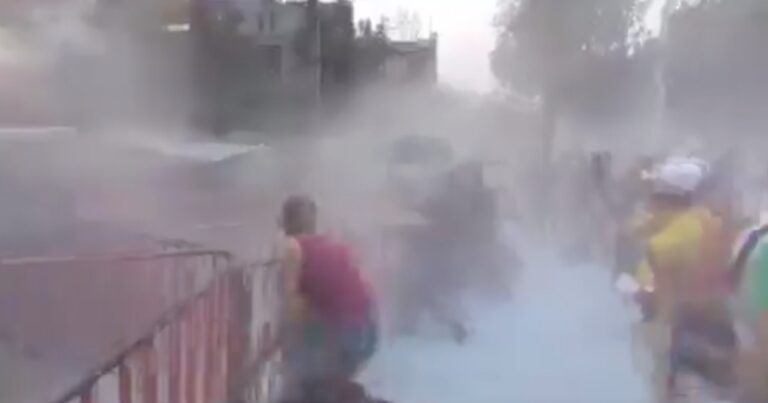 Policías repliegan y gasean manifestación pro Palestina