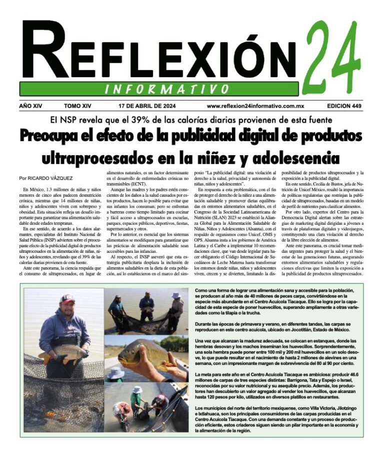 Reflexión 24 No 449 | Preocupa el efecto de la publicidad digital de productos ultraprocesados en la niñez y adolescencia