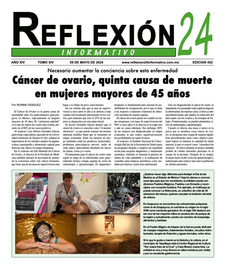 Reflexion 24 No 452 | Cáncer de ovario, quinta causa de muerte en mujeres mayores de 45 años