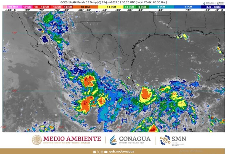 Se prevén para este día lluvias intensas en Chiapas, Colima, Jalisco, Michoacán, Nayarit, Oaxaca, Puebla y Veracruz