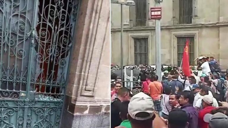 CNTE y policías se enfrentan frente a Palacio Nacional