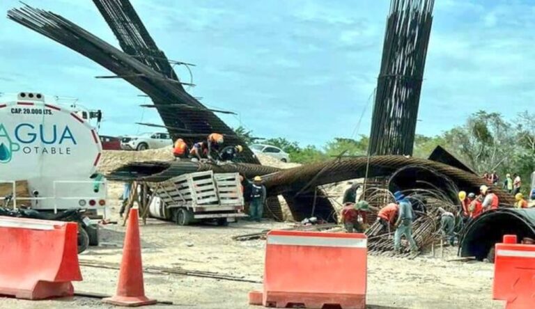 Lluvias provocan colapso de sección de puente del tramo 7 del Tren Maya