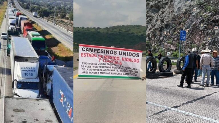 Bloqueo de ejidatarios en Arco Norte se mantiene