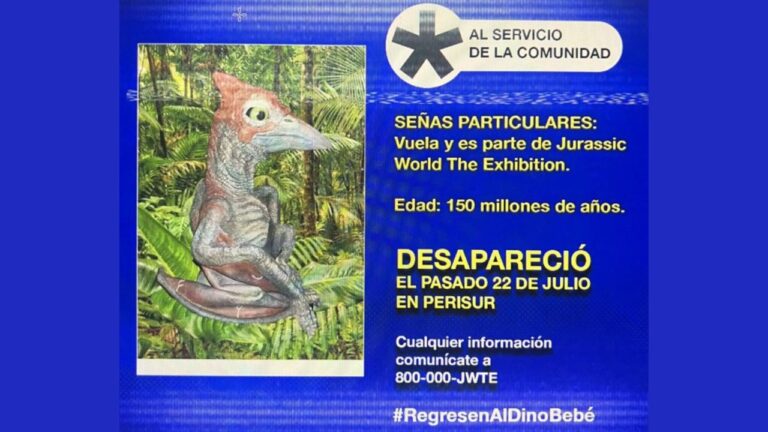 Emiten ficha de búsqueda del dino bebé robado de expo Jurassic World