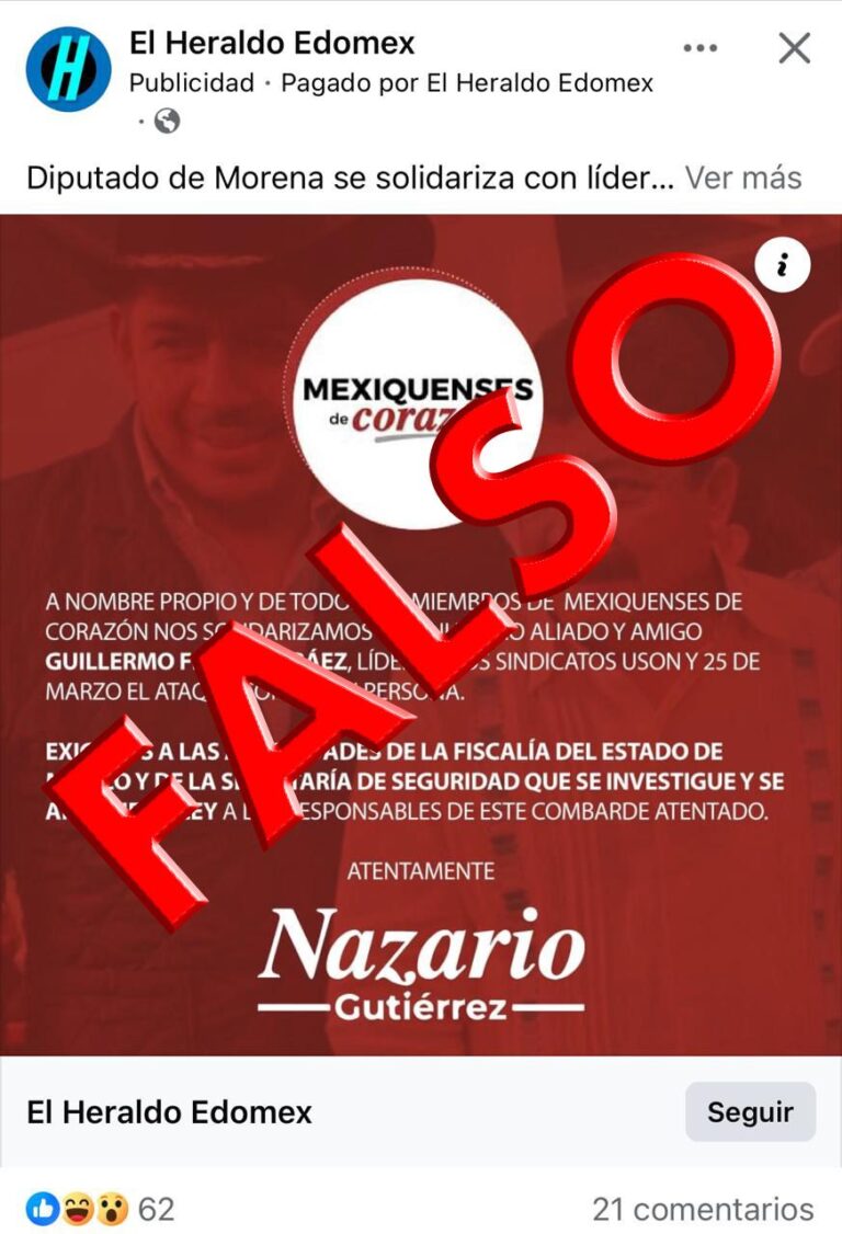 SE DESLINDA MEXIQUENSES DE CORAZÓN DE PUBLICACION APÓCRIFA