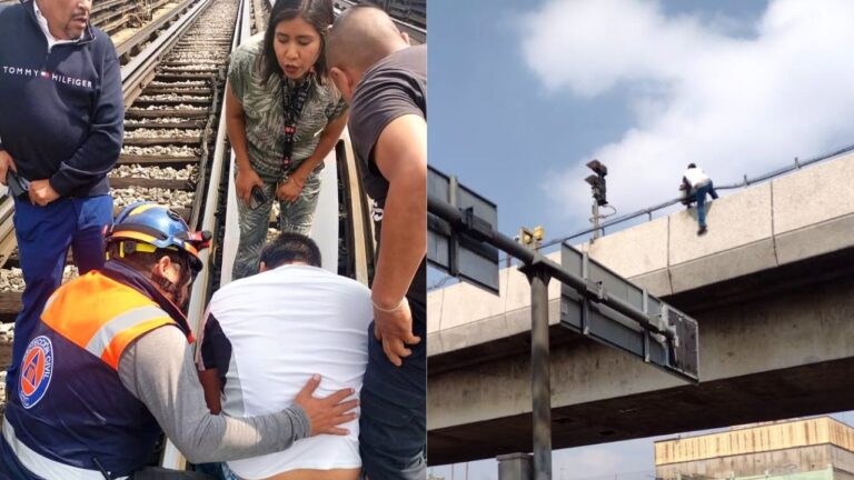 Rescatan a hombre que pretendía arrojarse de vías elevadas del Metro Consulado