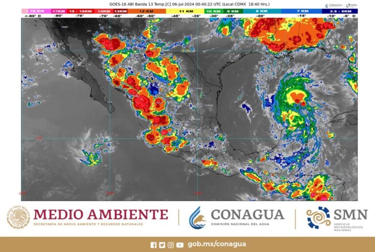 La tormenta tropical Beryl se desplaza sobre el golfo de México