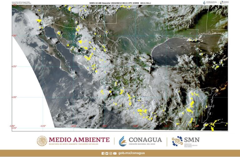 Para esta noche, se pronostican lluvias intensas en Colima, Guerrero, Jalisco, Michoacán, Oaxaca y Veracruz