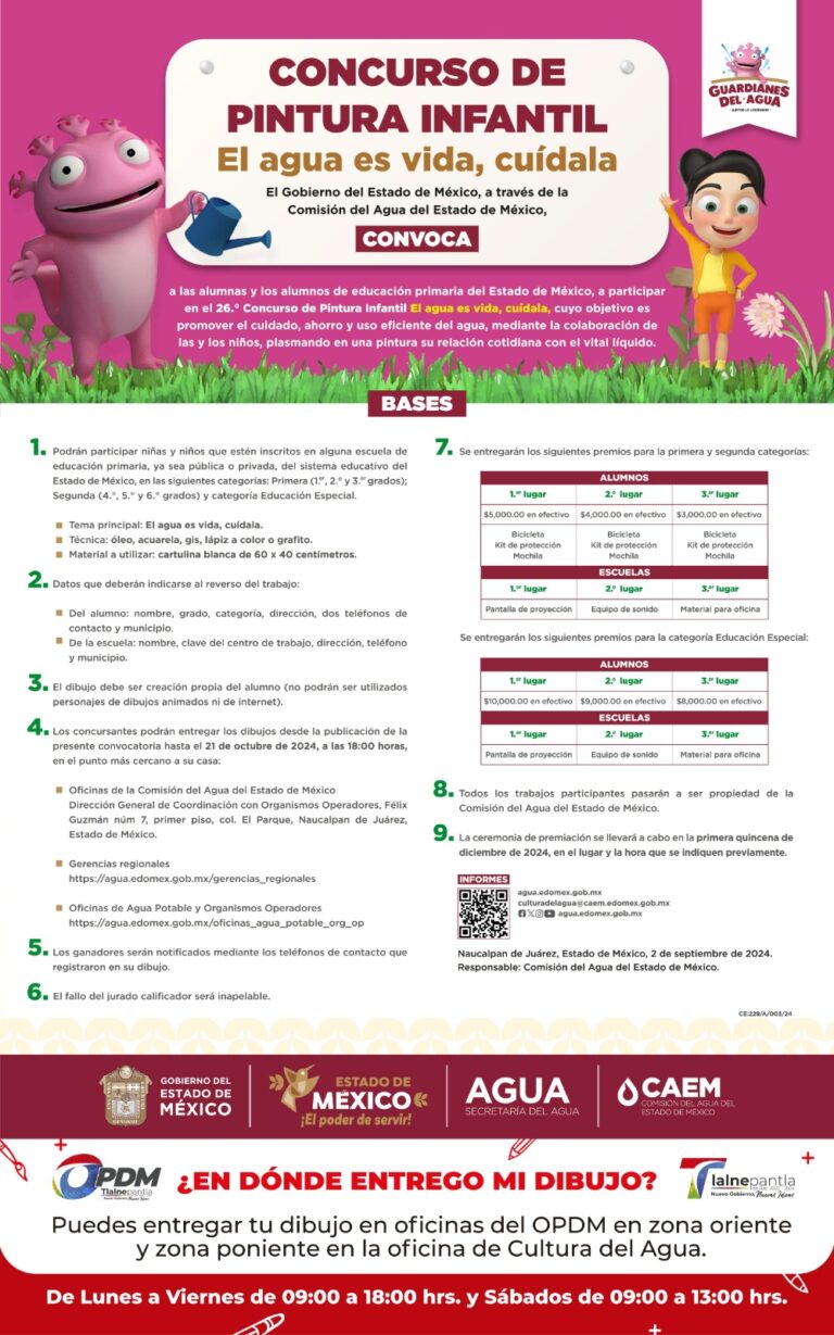 Convocan a estudiantes de Tlalnepantla al Concurso de Pintura 2024 sobre cuidado del agua