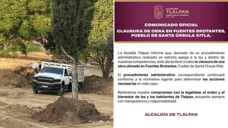 Clausuran obra en Fuentes Brotantes en Tlalpan