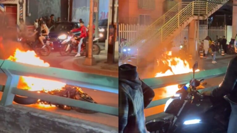 CDMXMotocicleta se incendia en Tlalpan durante la “Rodada del Terror” en CDMX
