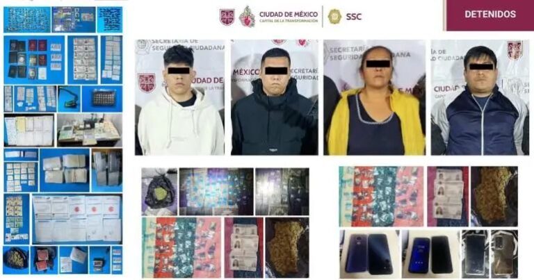 Aseguran gran cantidad de documentos falsos y droga en la Cuauhtémoc; cuatro detenidos