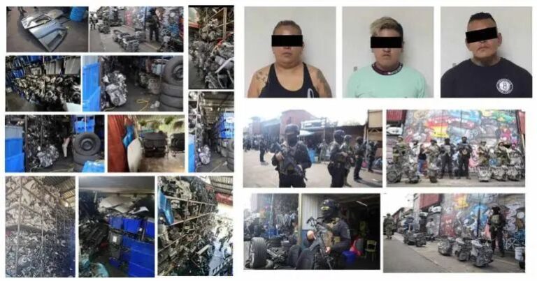 Detienen a tres personas y aseguran más de 85 toneladas de autopartes robadas en GAM