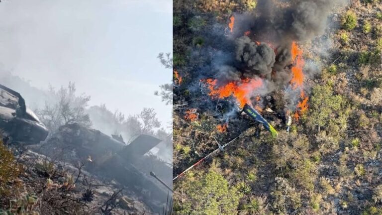Helicóptero con brigadistas se desploma en Arteaga, Coahuila, durante combate de incendio